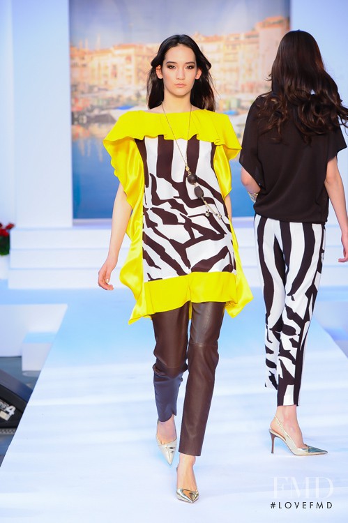 Mona Matsuoka featured in  the Escada fashion show for Spring/Summer 2014