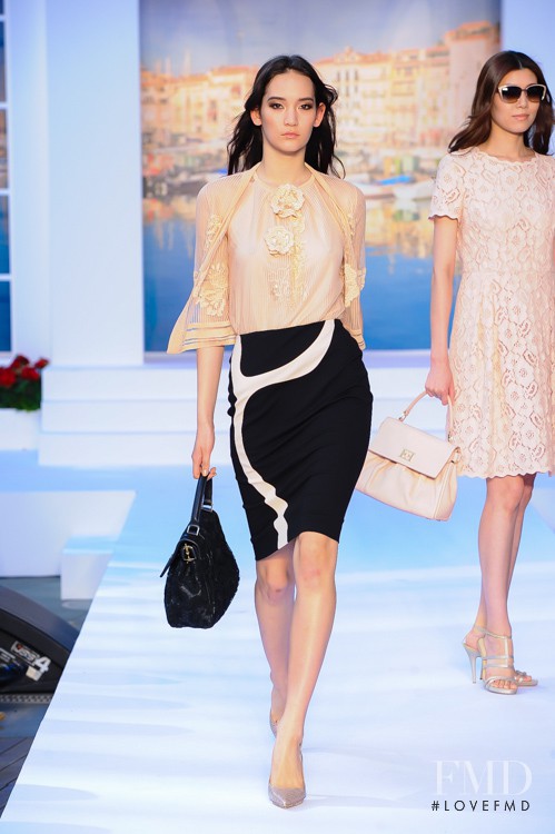 Mona Matsuoka featured in  the Escada fashion show for Spring/Summer 2014