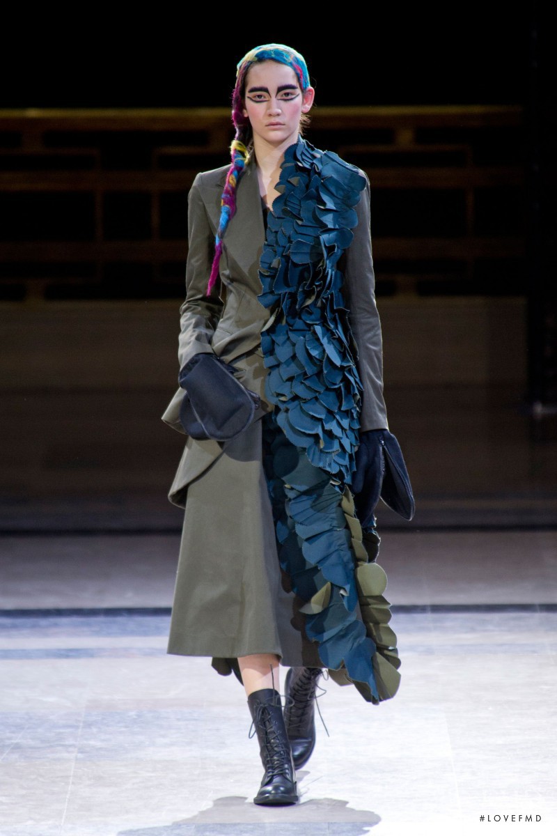 Mona Matsuoka featured in  the Yohji Yamamoto fashion show for Autumn/Winter 2014