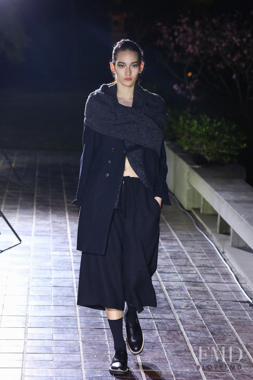 Mona Matsuoka featured in  the Y\'s by Yohji Yamamoto fashion show for Autumn/Winter 2014