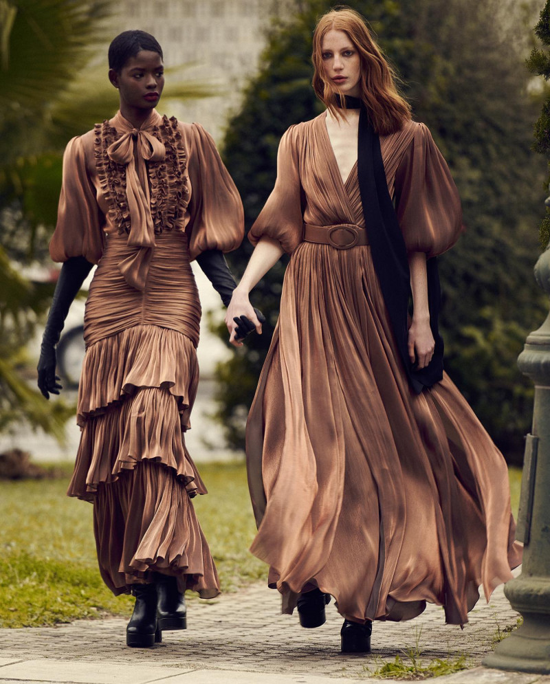 Mouna Fadiga featured in  the Costarellos lookbook for Pre-Fall 2021