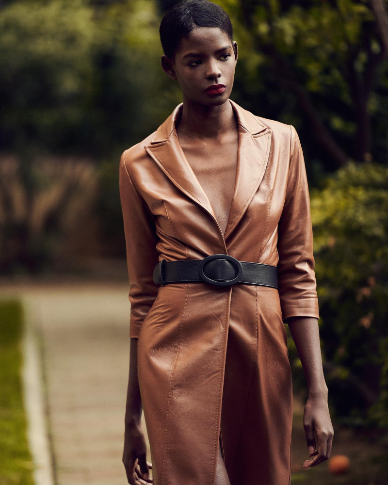 Mouna Fadiga featured in  the Costarellos lookbook for Pre-Fall 2021