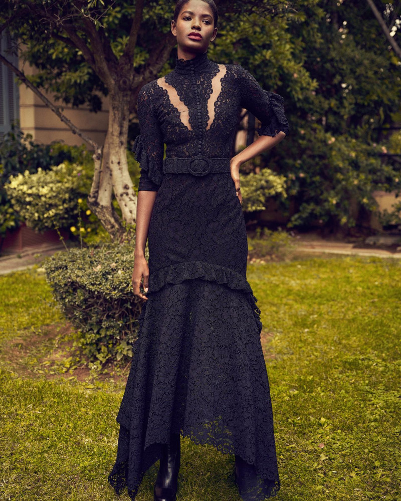 Mouna Fadiga featured in  the Costarellos lookbook for Pre-Fall 2021