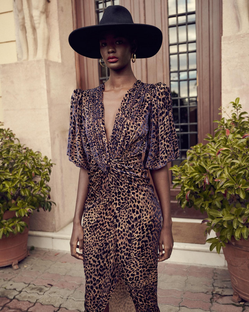 Mouna Fadiga featured in  the Costarellos lookbook for Pre-Fall 2021