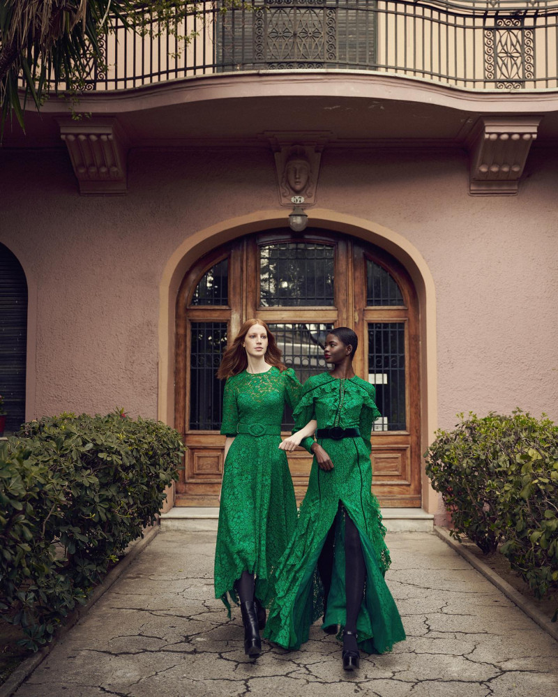 Mouna Fadiga featured in  the Costarellos lookbook for Pre-Fall 2021