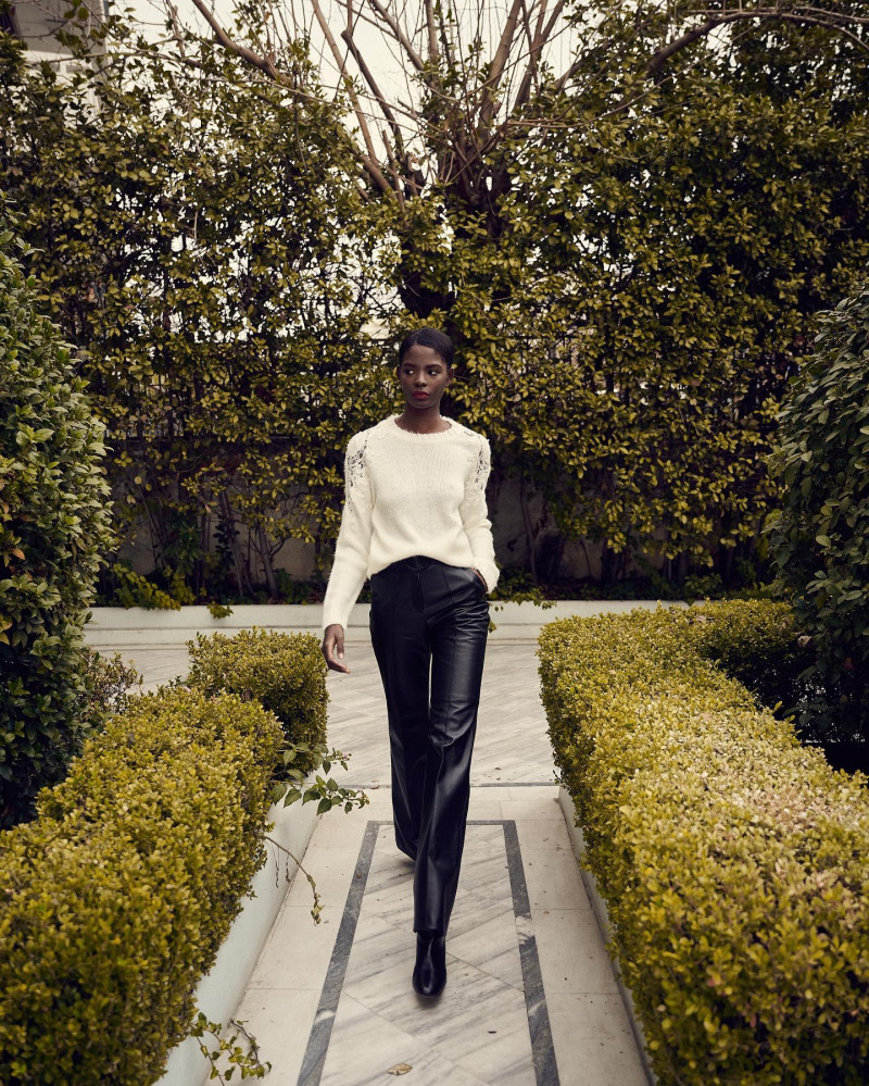 Mouna Fadiga featured in  the Costarellos lookbook for Pre-Fall 2021