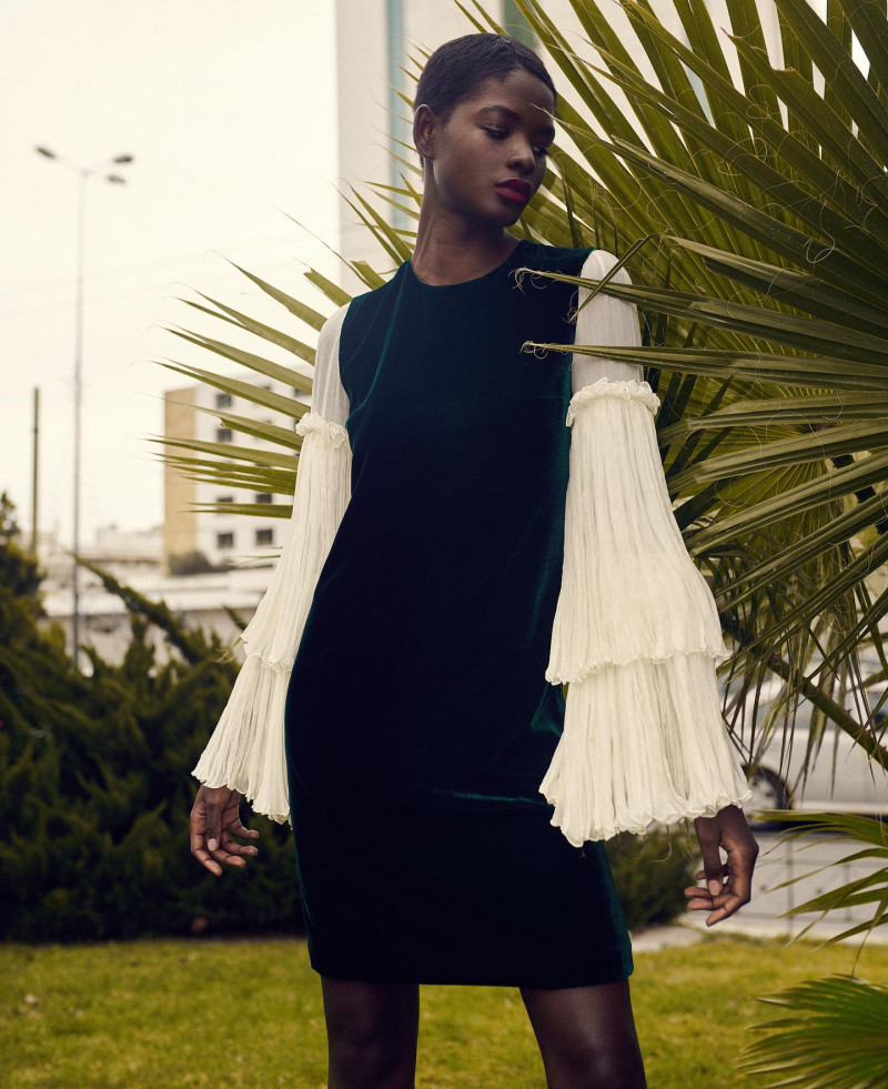 Mouna Fadiga featured in  the Costarellos lookbook for Pre-Fall 2021