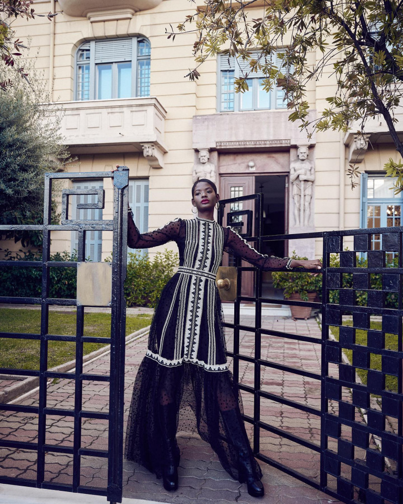 Mouna Fadiga featured in  the Costarellos lookbook for Pre-Fall 2021