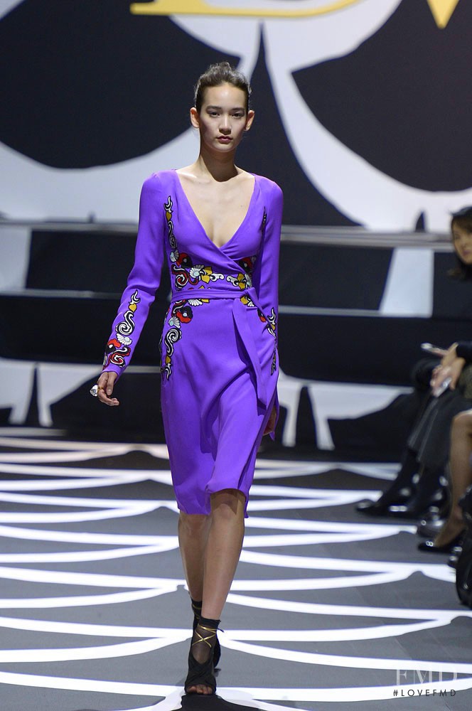 Mona Matsuoka featured in  the Diane Von Furstenberg fashion show for Autumn/Winter 2014