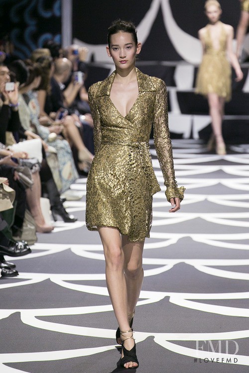 Mona Matsuoka featured in  the Diane Von Furstenberg fashion show for Autumn/Winter 2014