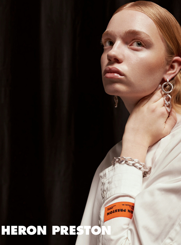 Molly Hamlyn featured in  the Heron Preston advertisement for Spring/Summer 2021