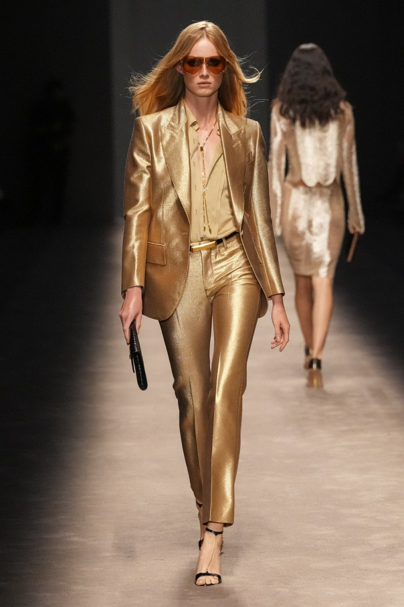 Rianne Van Rompaey featured in  the Tom Ford fashion show for Spring/Summer 2024