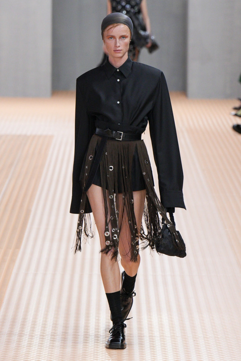 Rianne Van Rompaey featured in  the Prada fashion show for Spring/Summer 2024