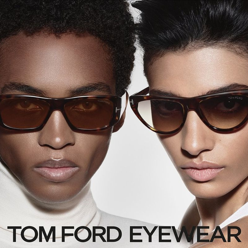 Maria Khan featured in  the Tom Ford Eyewear advertisement for Spring/Summer 2023