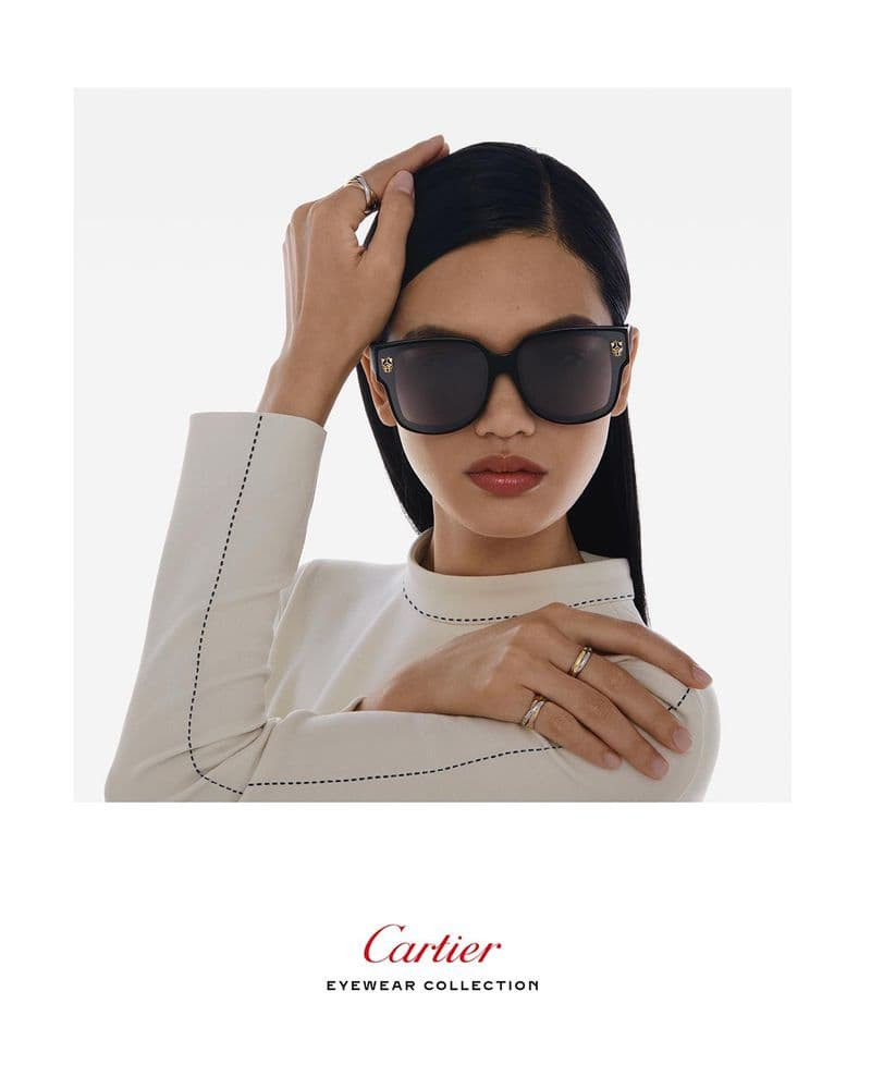 Qun Ye featured in  the Cartier Eyewear advertisement for Autumn/Winter 2022