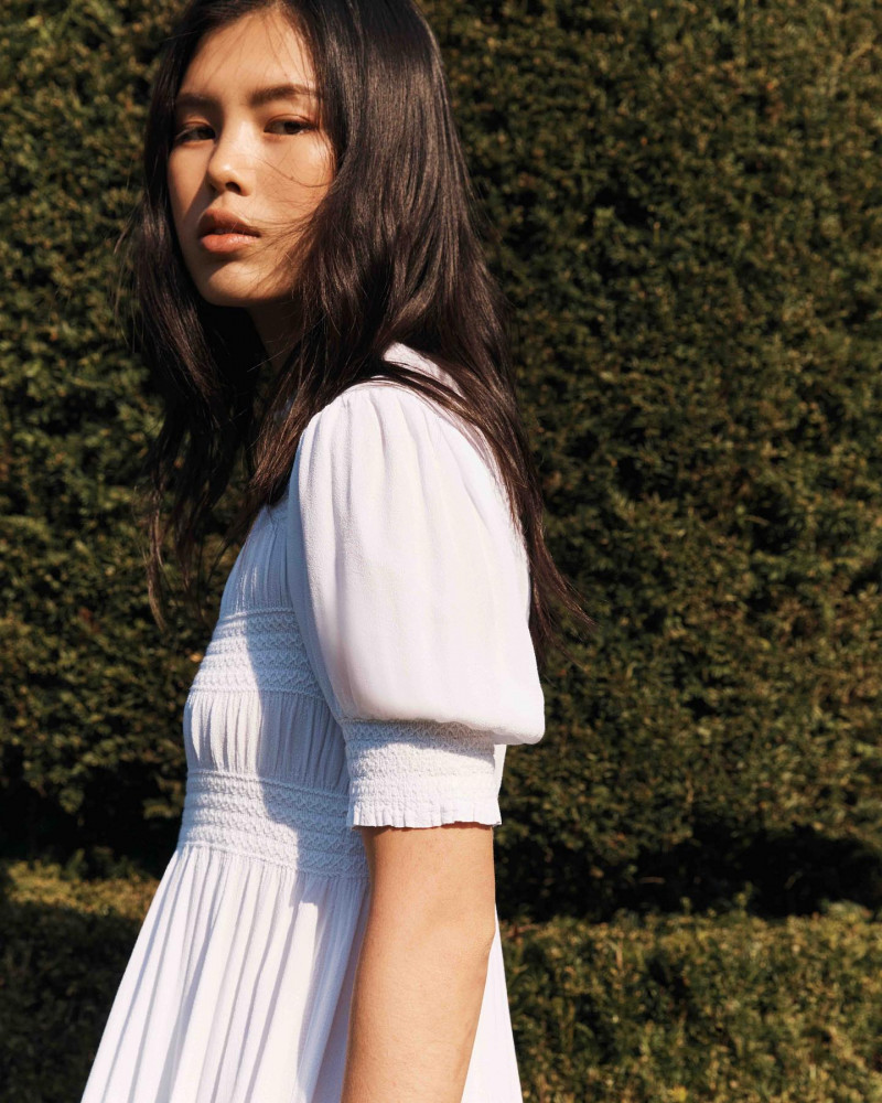 Maggie Yu featured in  the Ghost London lookbook for Summer 2023