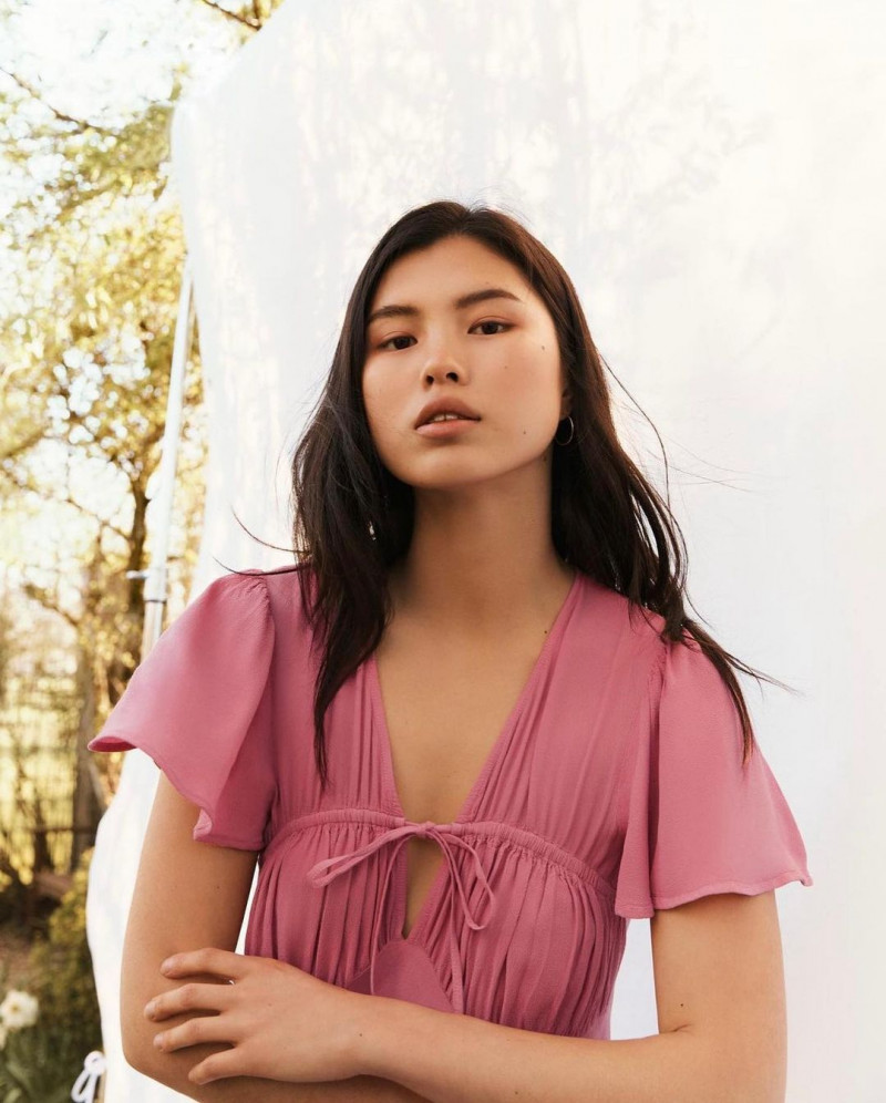 Maggie Yu featured in  the Ghost London lookbook for Summer 2023