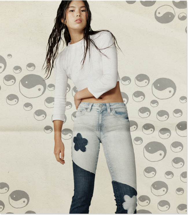 Maggie Yu featured in  the True Religion x Sundae School lookbook for Winter 2022