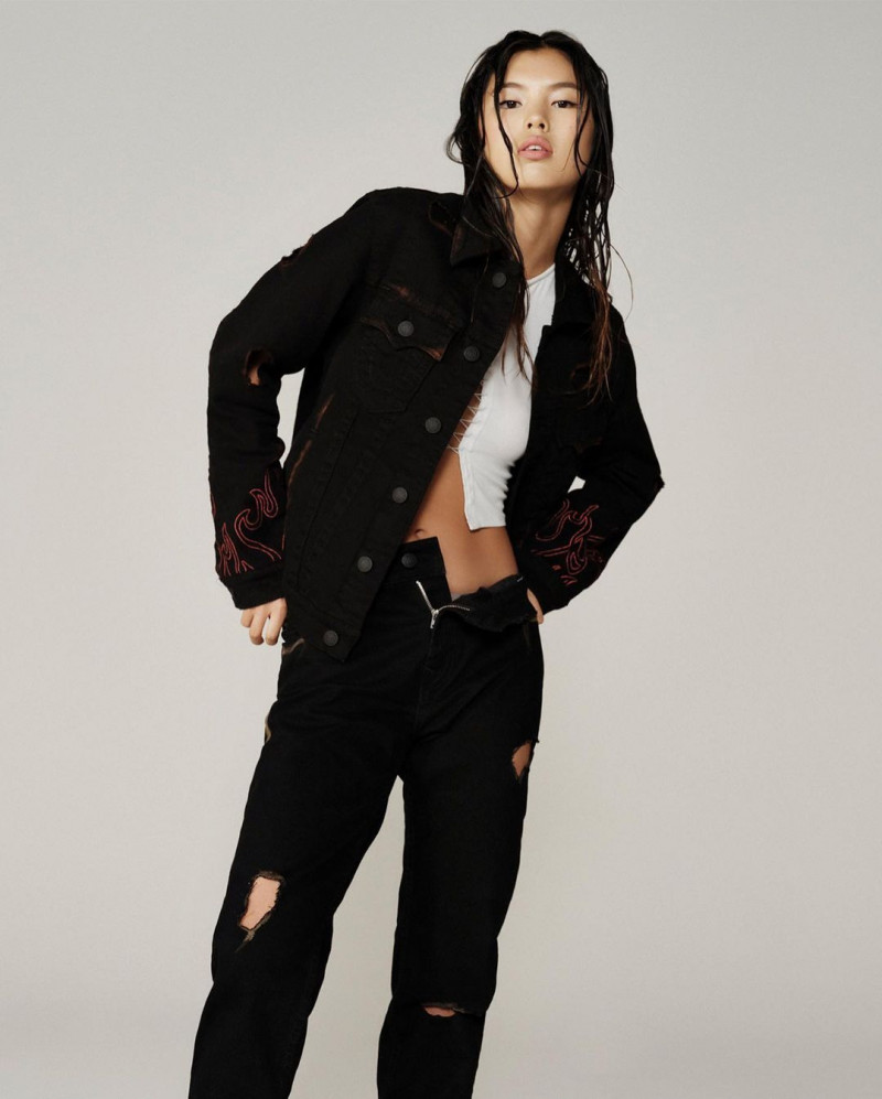 Maggie Yu featured in  the True Religion x Sundae School lookbook for Winter 2022