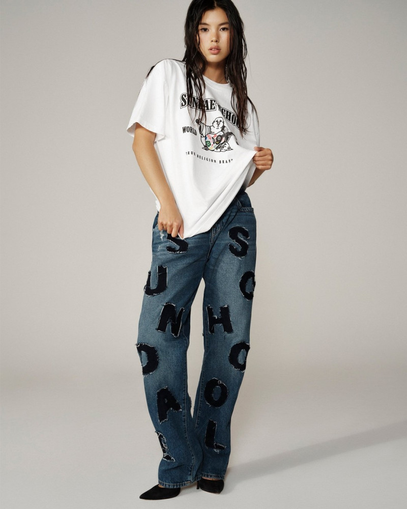 Maggie Yu featured in  the True Religion x Sundae School lookbook for Winter 2022