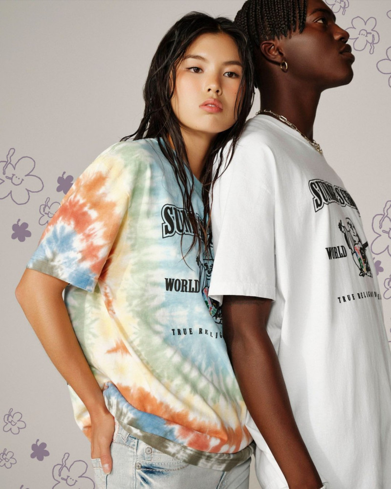 Maggie Yu featured in  the True Religion x Sundae School lookbook for Winter 2022