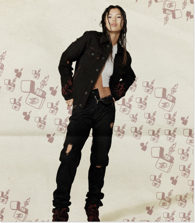 Maggie Yu featured in  the True Religion x Sundae School lookbook for Winter 2022