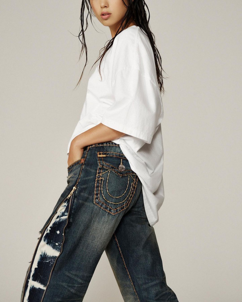 Maggie Yu featured in  the True Religion x Sundae School lookbook for Winter 2022