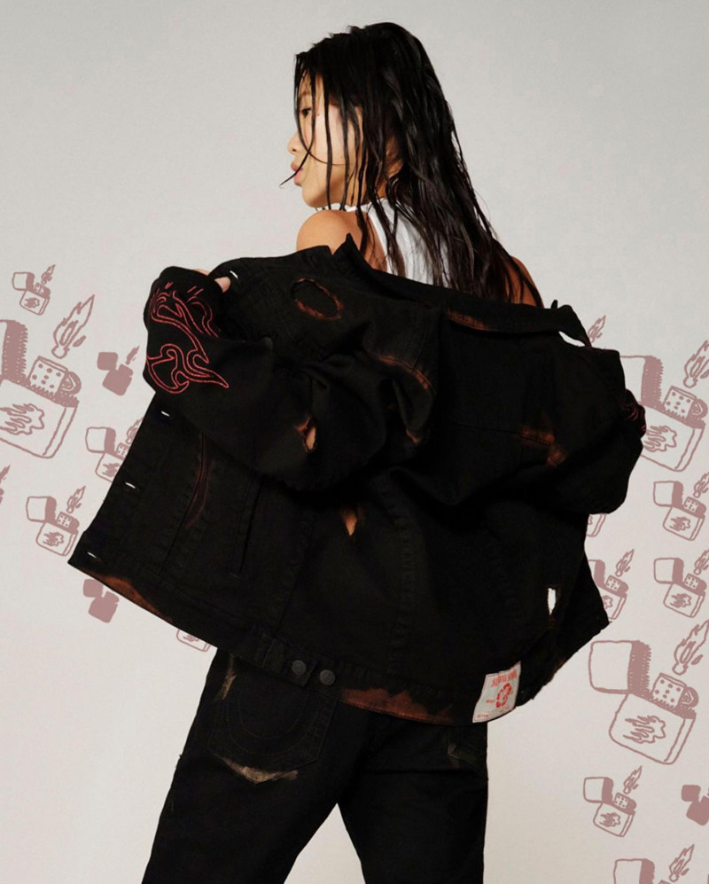 Maggie Yu featured in  the True Religion x Sundae School lookbook for Winter 2022