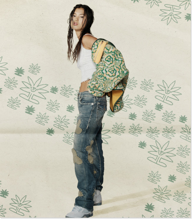 Maggie Yu featured in  the True Religion x Sundae School lookbook for Winter 2022