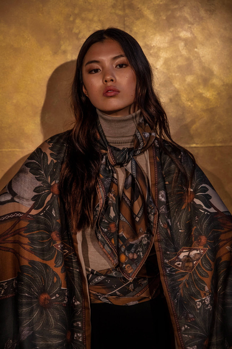 Maggie Yu featured in  the Sabina Savage advertisement for Autumn/Winter 2021