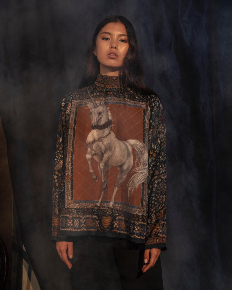 Maggie Yu featured in  the Sabina Savage advertisement for Autumn/Winter 2021