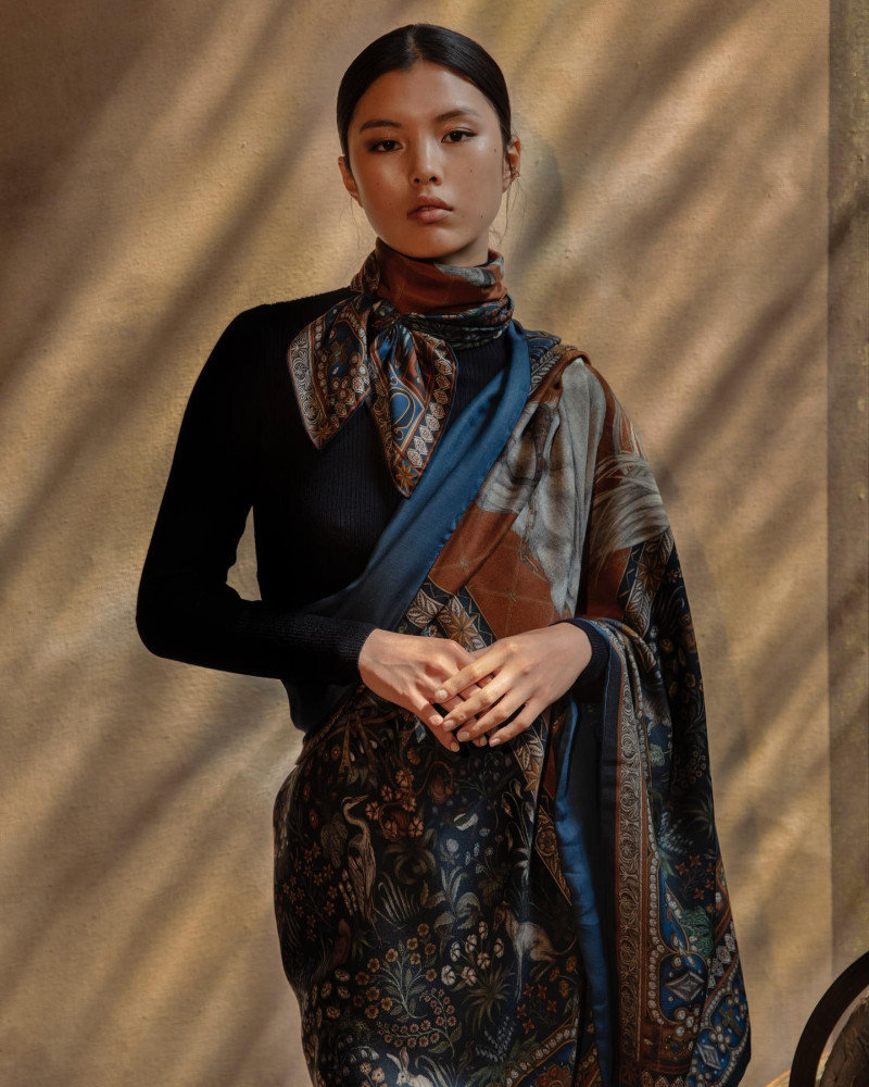 Maggie Yu featured in  the Sabina Savage advertisement for Autumn/Winter 2021