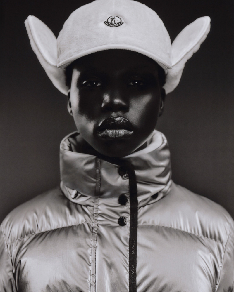 Naomi Apajok featured in  the Moncler For the Love of Winter advertisement for Autumn/Winter 2023