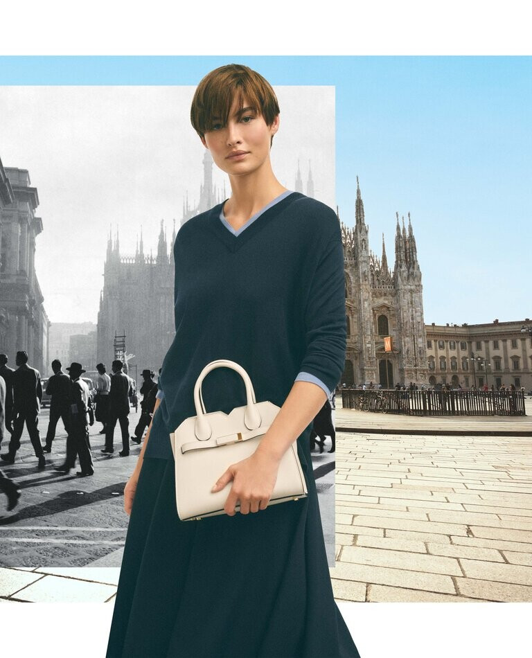 Grace Elizabeth featured in  the Valextra advertisement for Autumn/Winter 2023