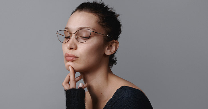 Bella Hadid featured in  the Miu Miu Eyewear advertisement for Spring/Summer 2020
