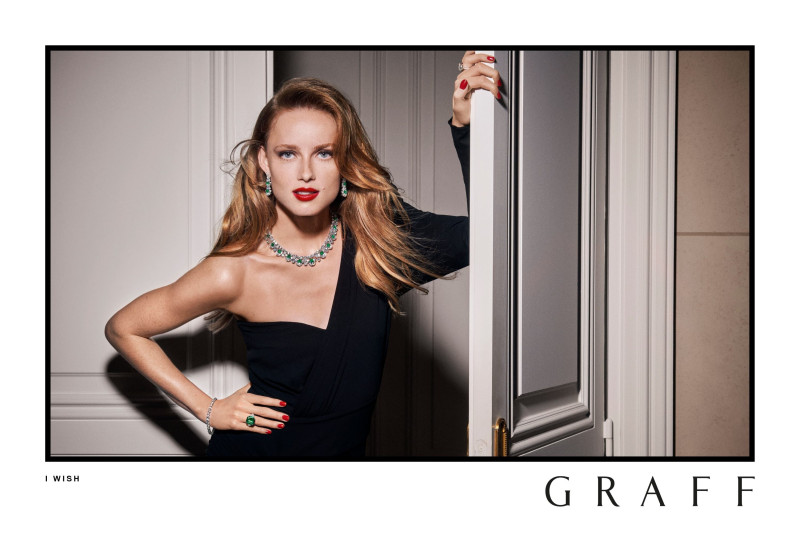 Rianne Van Rompaey featured in  the Graff Diamonds \'I Wish\' Holiday Collection advertisement for Holiday 2023