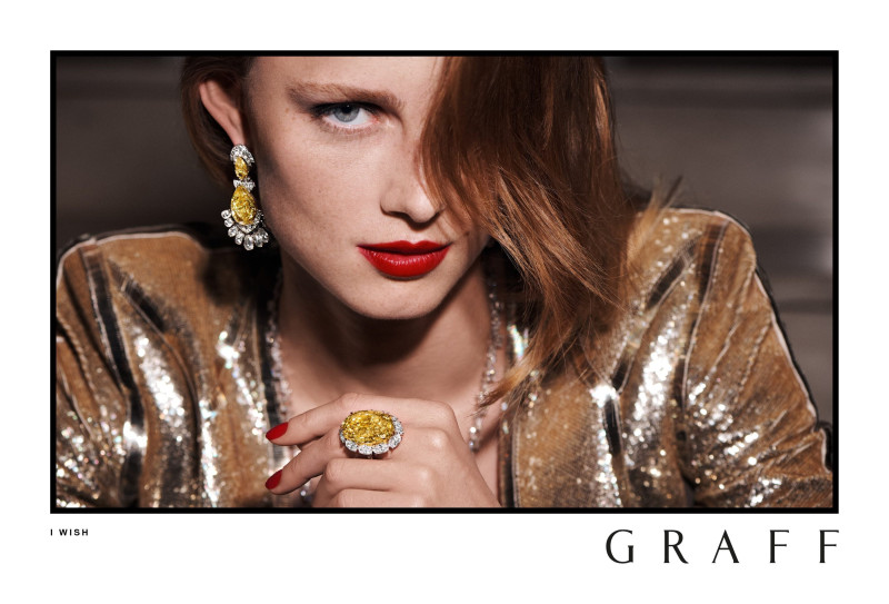 Rianne Van Rompaey featured in  the Graff Diamonds \'I Wish\' Holiday Collection advertisement for Holiday 2023