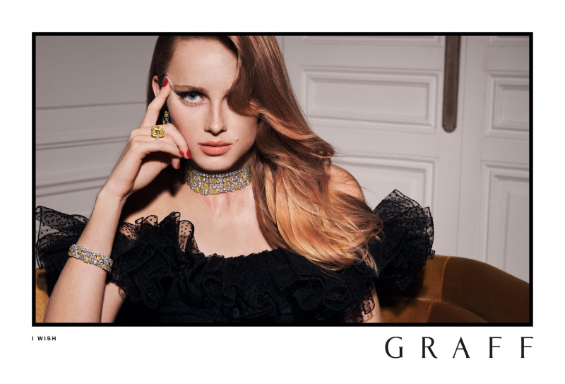 Rianne Van Rompaey featured in  the Graff Diamonds \'I Wish\' Holiday Collection advertisement for Holiday 2023