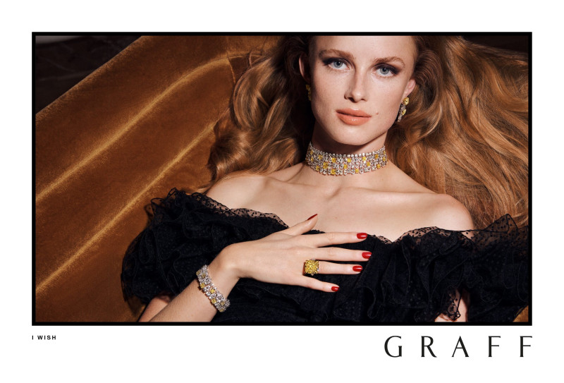 Rianne Van Rompaey featured in  the Graff Diamonds \'I Wish\' Holiday Collection advertisement for Holiday 2023