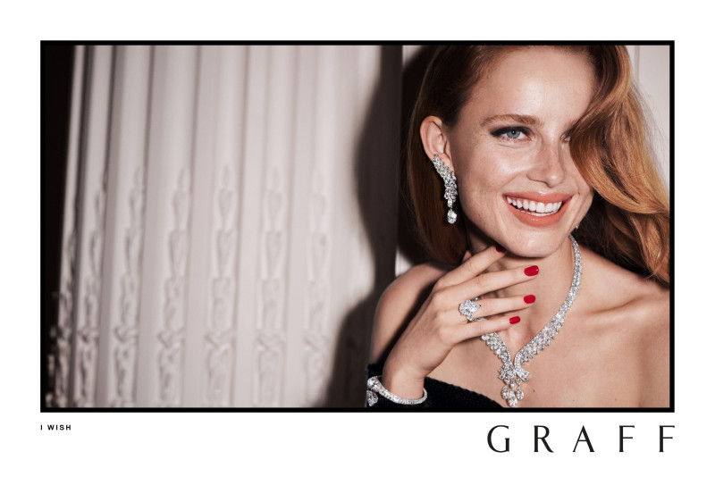 Rianne Van Rompaey featured in  the Graff Diamonds \'I Wish\' Holiday Collection advertisement for Holiday 2023