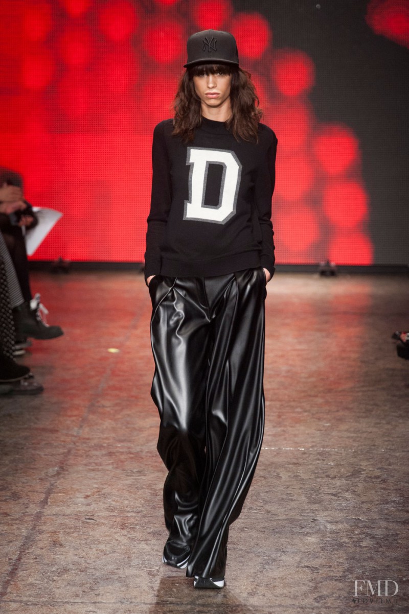 Mica Arganaraz featured in  the DKNY fashion show for Autumn/Winter 2014