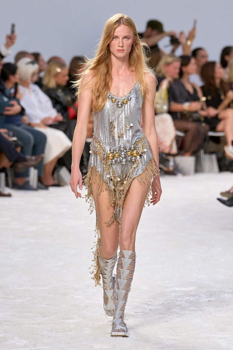 Rianne Van Rompaey featured in  the Paco Rabanne fashion show for Spring/Summer 2024