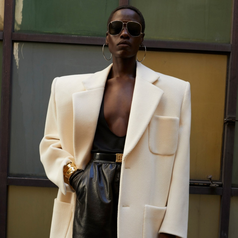 Awar Odhiang featured in  the Saint Laurent advertisement for Autumn/Winter 2023