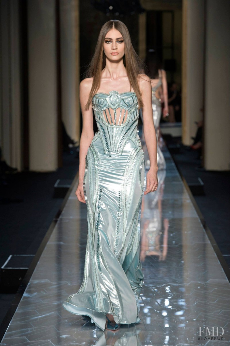 Marine Deleeuw featured in  the Atelier Versace fashion show for Spring/Summer 2014