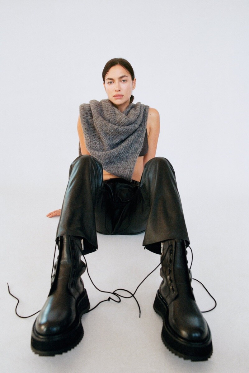 Irina Shayk featured in  the Zara Leather Styles lookbook for Autumn/Winter 2023