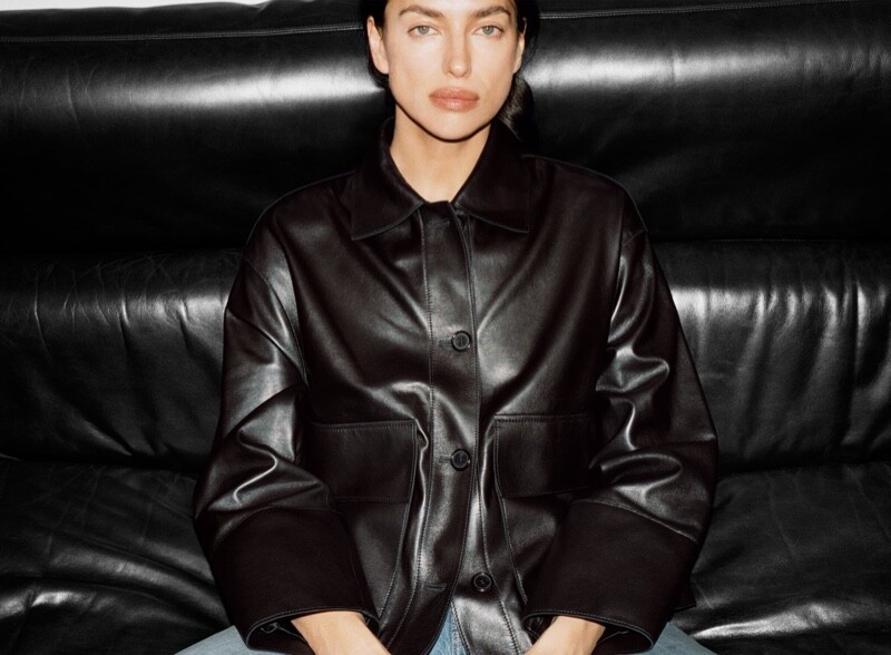 Irina Shayk featured in  the Zara Leather Styles lookbook for Autumn/Winter 2023