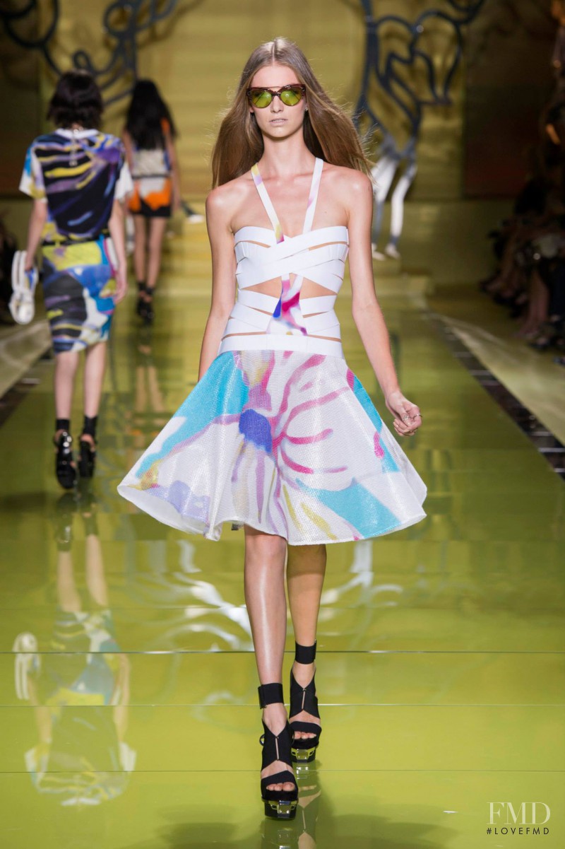 Iris van Berne featured in  the Versace fashion show for Spring/Summer 2014