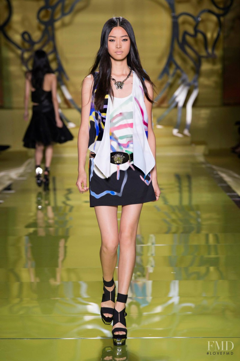 Tian Yi featured in  the Versace fashion show for Spring/Summer 2014