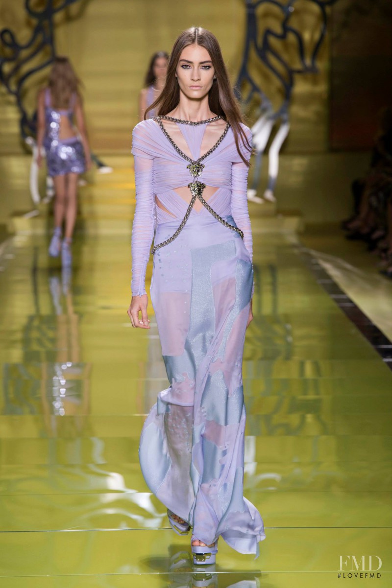 Marine Deleeuw featured in  the Versace fashion show for Spring/Summer 2014