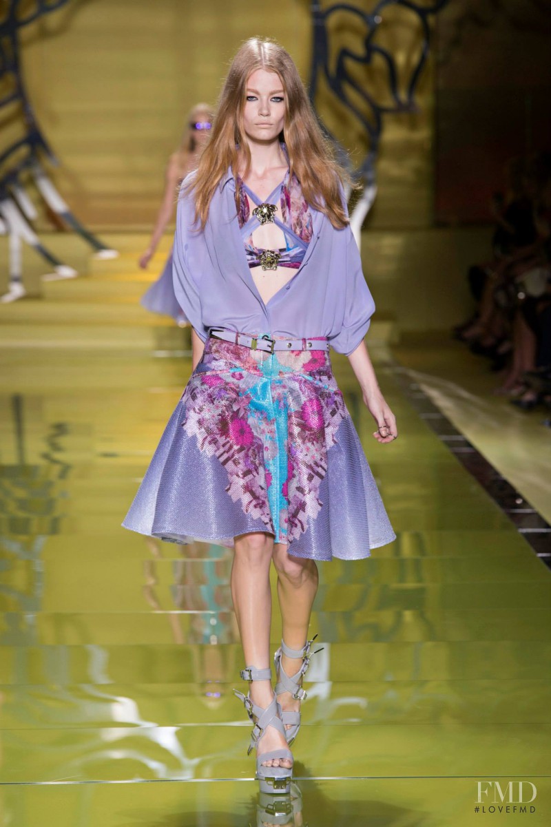 Hollie May Saker featured in  the Versace fashion show for Spring/Summer 2014